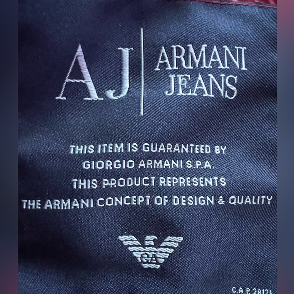Armani Jeans Red Quilted Jacket - Picture 6 of 7
